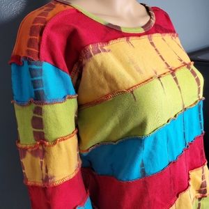 Topaz Retro Colorblock Size L Tie-Dye Crew Neck Women’s Shirt